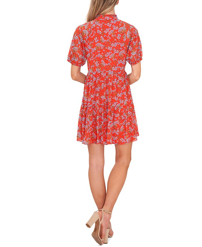CeCe Women's Short Sleeve Floral Print Baby Doll Dress Macy's