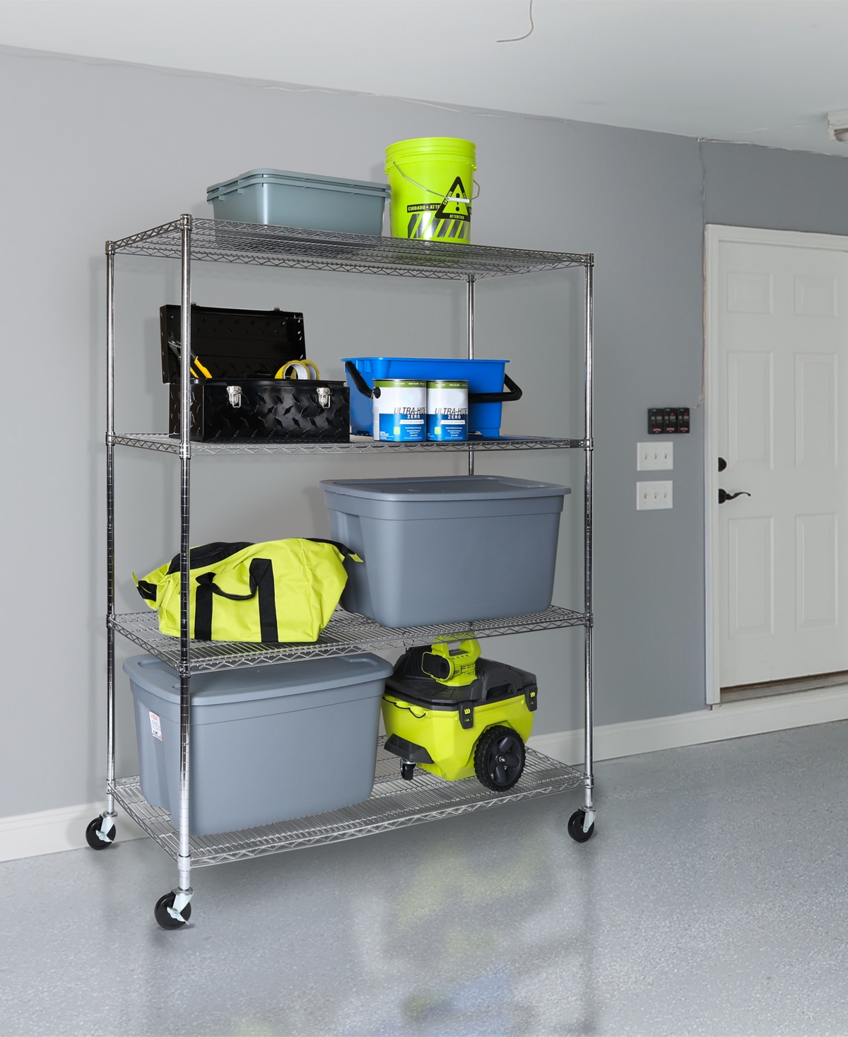 Seville Classics Mega Rack 4-tier Nsf Steel Wire Shelving In Chrome
