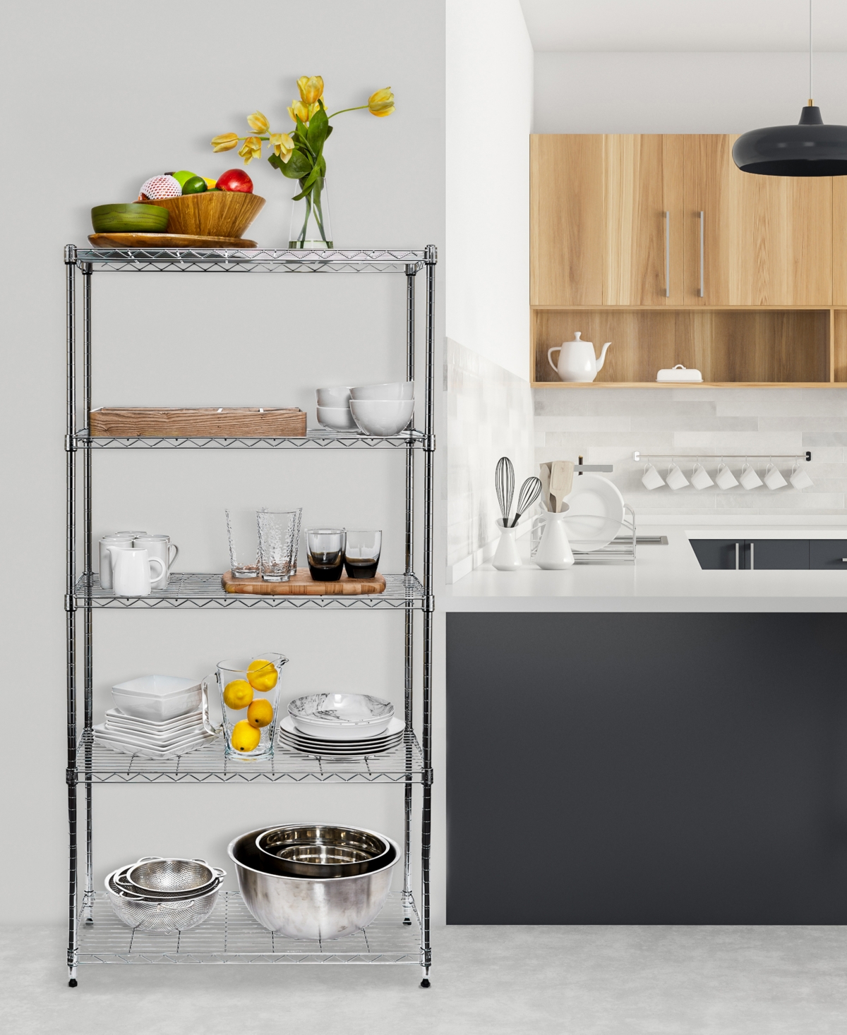 Shop Seville Classics 5-tier Steel Wire Wheeled Shelving In Chrome