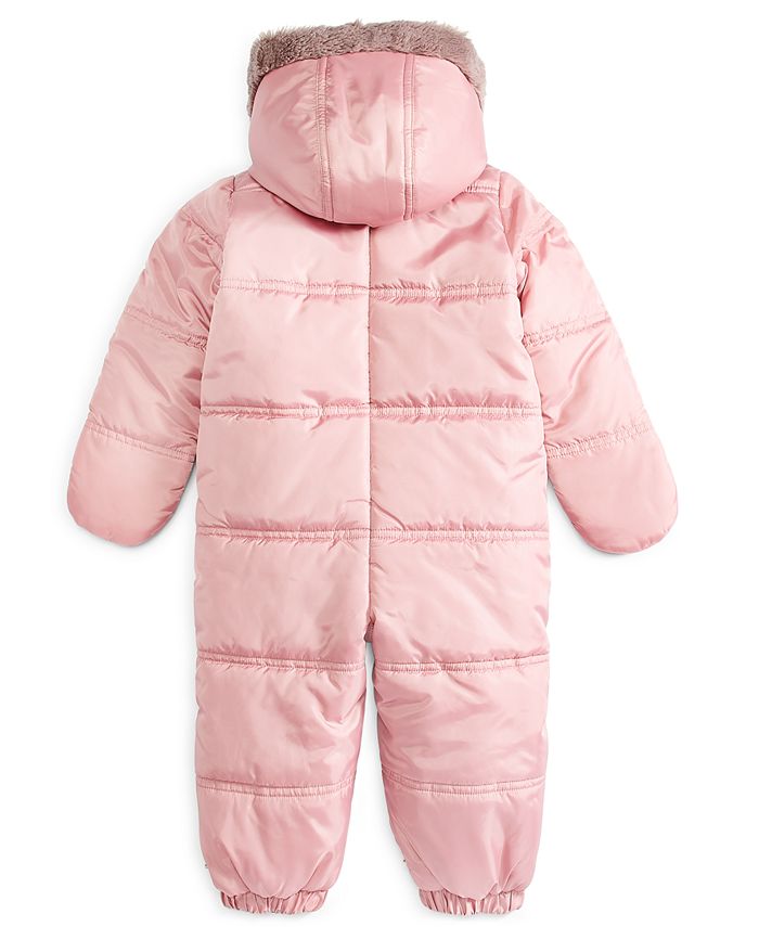 First Impressions Baby Girl Bow FauxFur Trim Snowsuit, Created for
