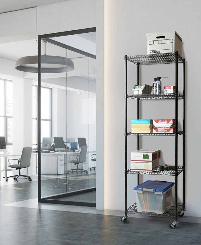 Seville Classics UltraDurable CommercialGrade 5Tier NSFCertified Steel Wire Wheeled Shelving