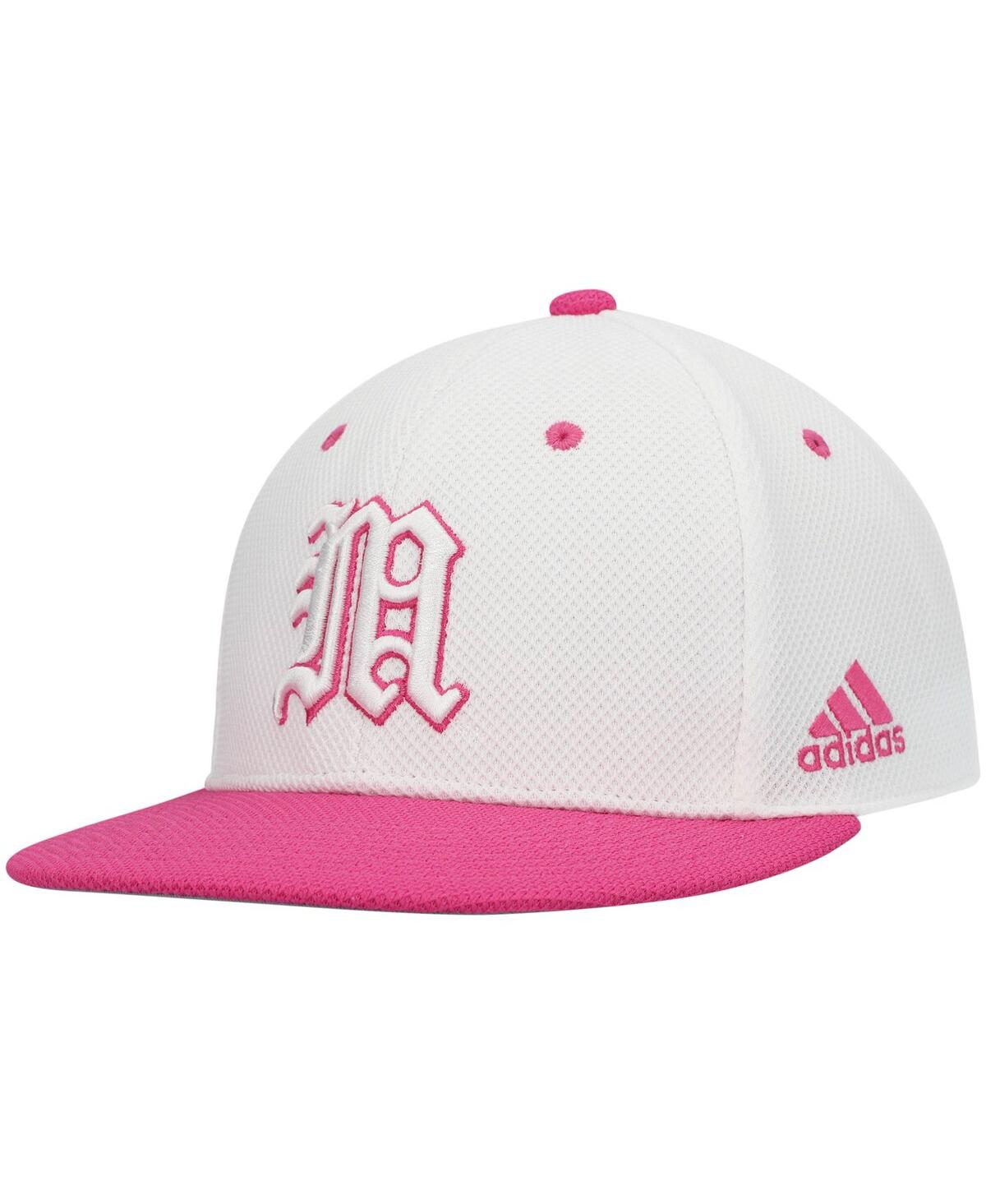 Shop Adidas Originals Men's Adidas White And Pink Miami Hurricanes On-field Baseball Fitted Hat In White,pink