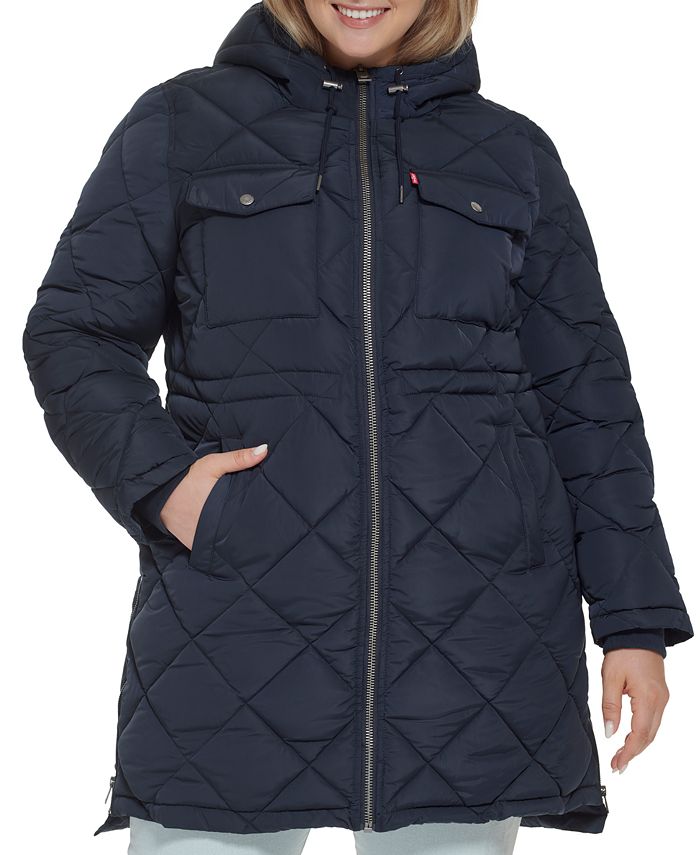 Levi's Trendy Plus Size Diamond-Quilted Hooded Long Parka Jacket & Reviews  - Coats & Jackets - Plus Sizes - Macy's