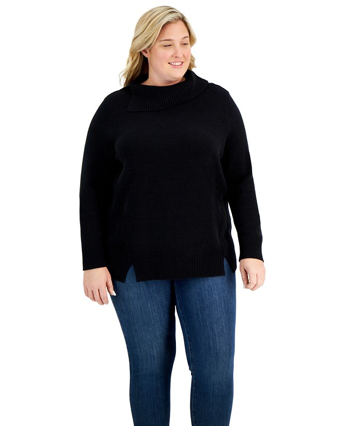 Plus size funnel neck sweater on sale