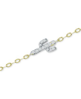 Cubic Zirconia Cactus Ankle Bracelet, Created for Macy's