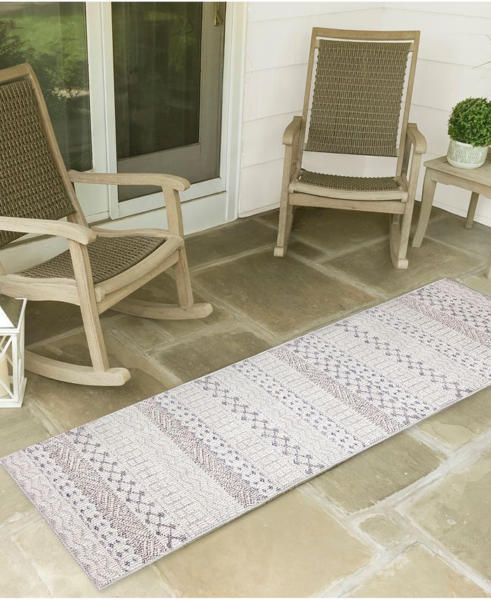 Liora Manne' Dunes Geo Stripe 1'11" x 7'6" Runner Outdoor Area Rug Macy's