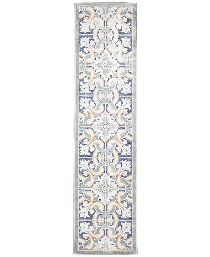 Liora Manne' Canyon Floral Tile 1'10" x 4'11" Runner Outdoor Area Rug