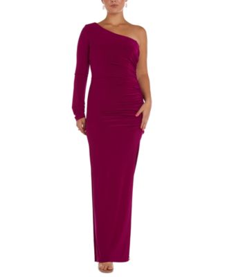 Nightway - Women's One-Shoulder Ruched Gown
