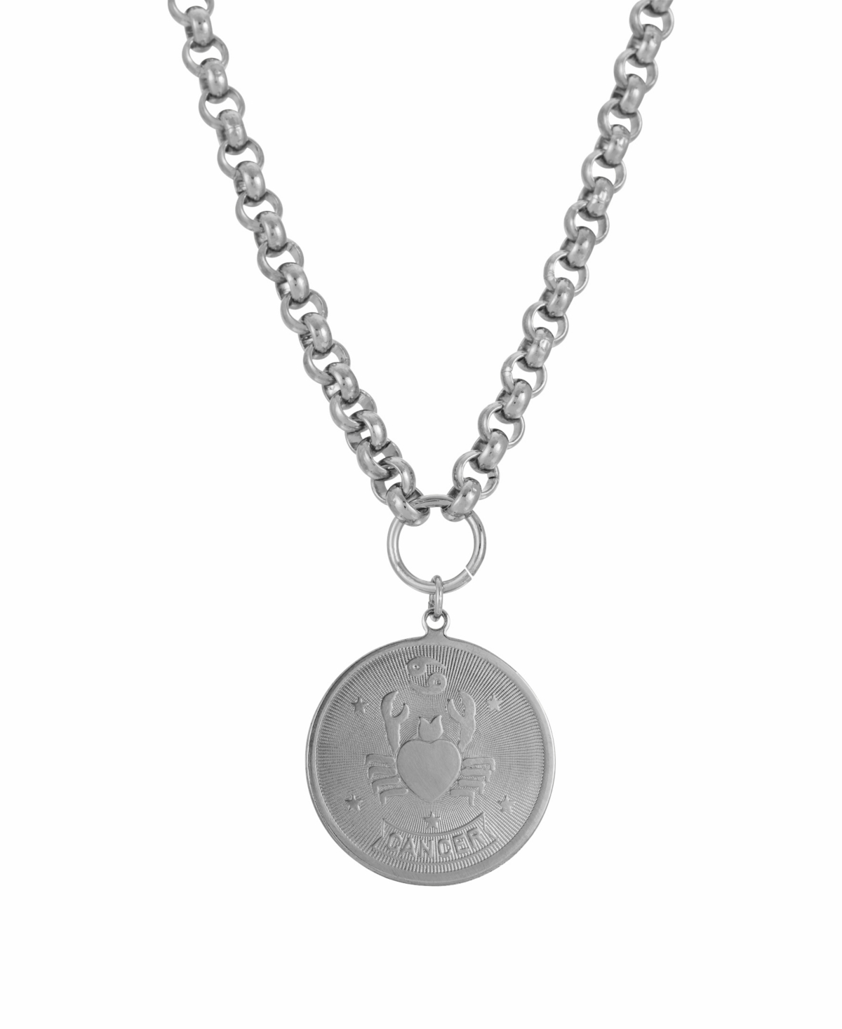 2028 Women's Round Cancer Pendant Necklace In Silver-tone