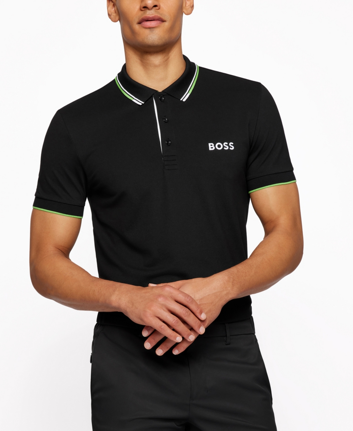 Hugo Boss Boss Men's Cotton-blend Polo Shirt In Black