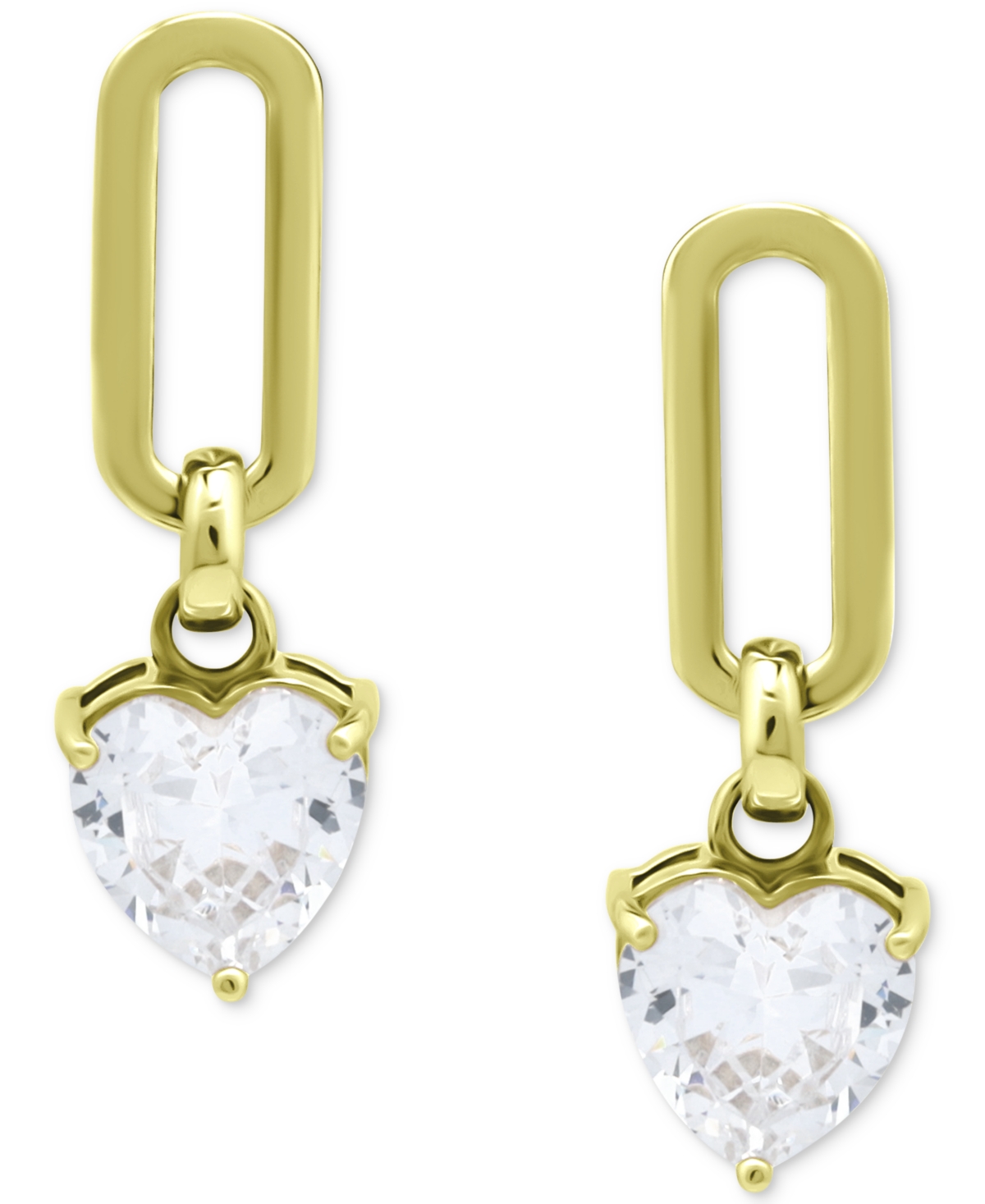 Shop Giani Bernini Cubic Zirconia Heart Drop Earrings, Created For Macy's In Gold Over Silver