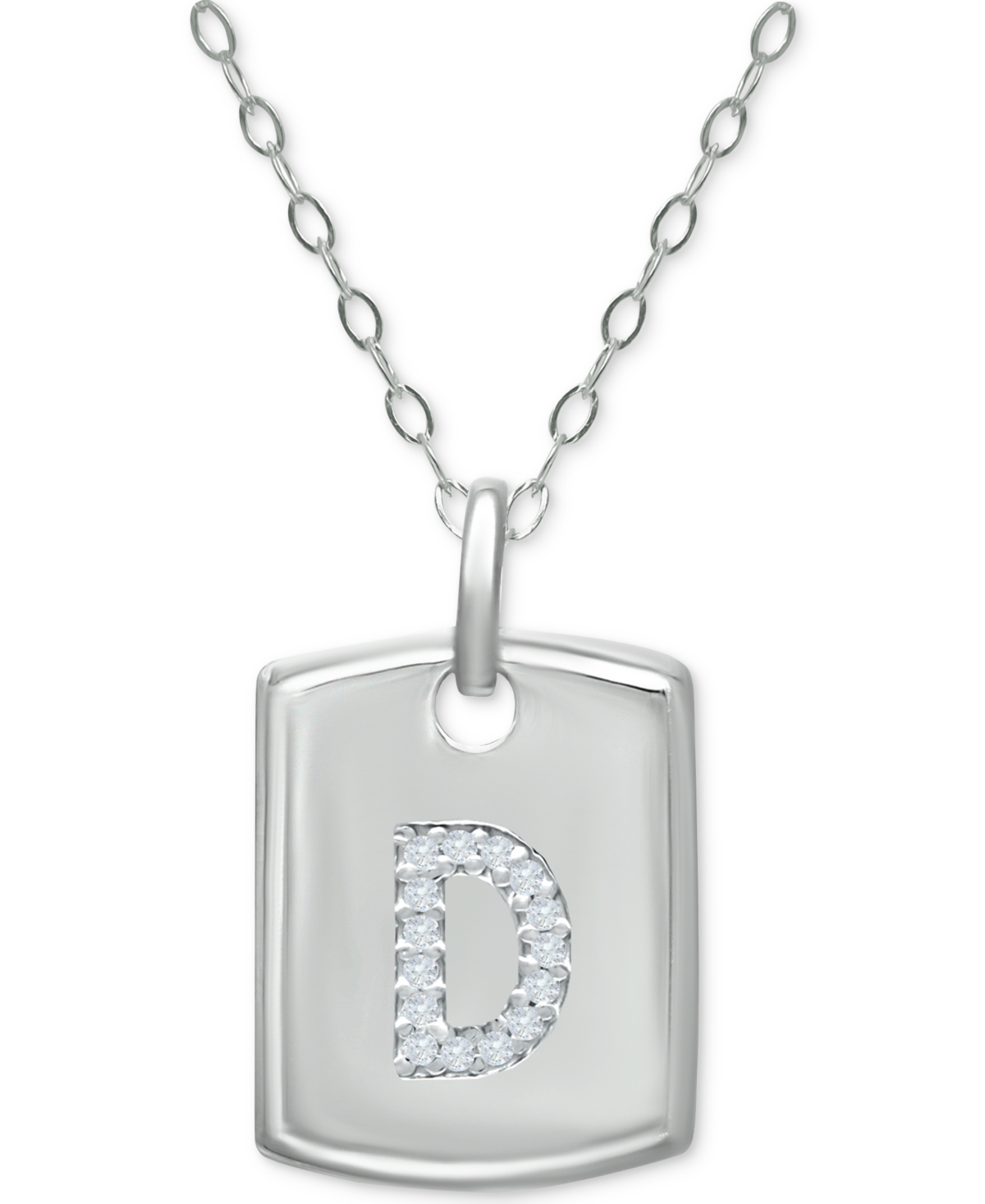 Giani Bernini Cubic Zirconia Initial Dog Tag Pendant Necklace in Sterling 16