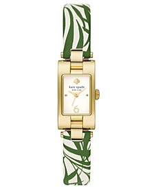 Women's Brookville in Gold-Tone Plated  with Green White Leather Strap Watch 12mm