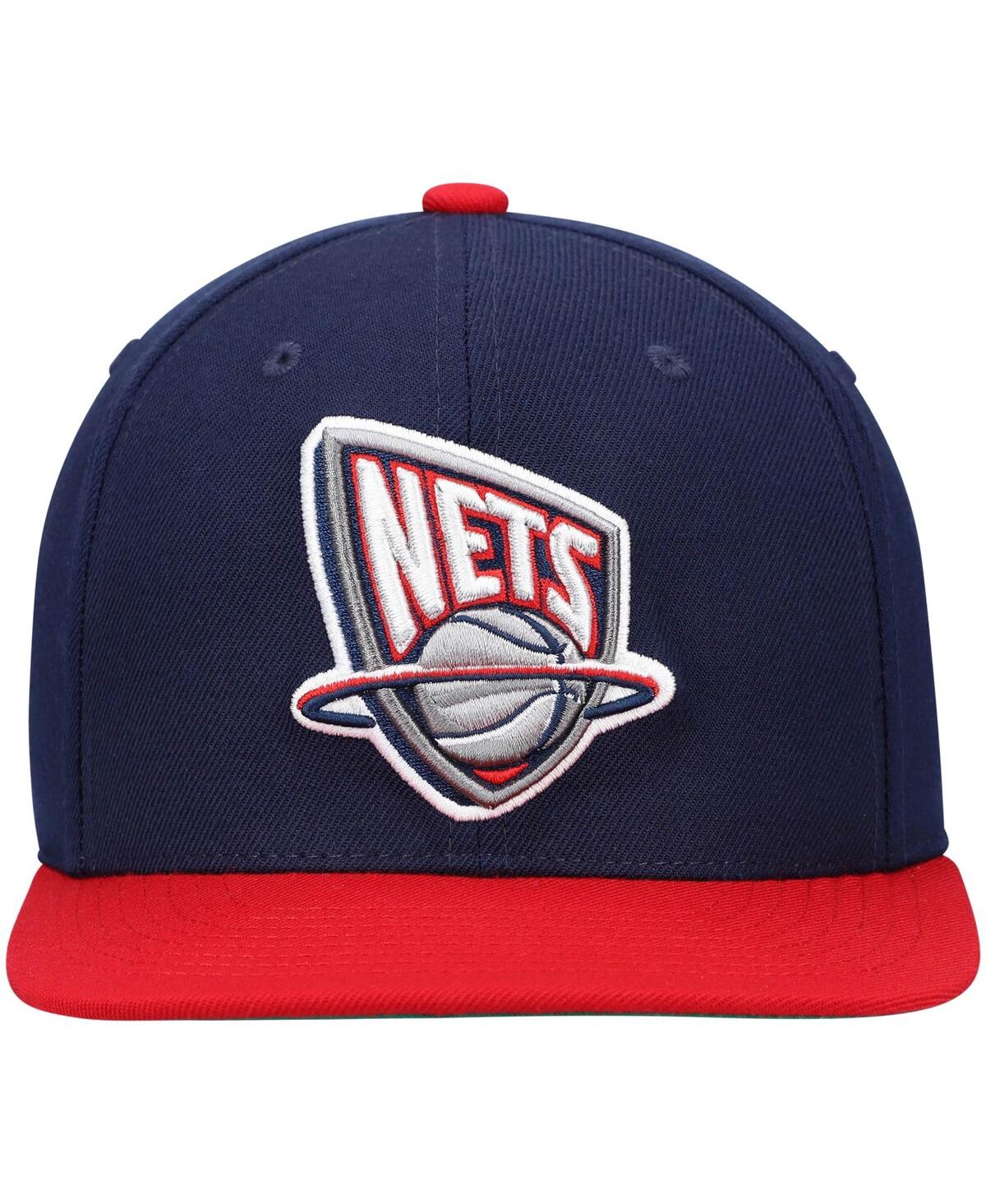 Mitchell & Ness Men's  Navy, Red New Jersey Nets Hardwood Classics Team Two-tone 2.0 Snapback Hat In Navy,red