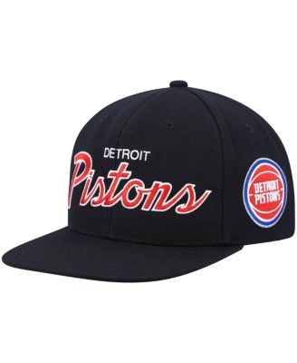 Men's Black Detroit Pistons Hardwood Classics Script 2.0 Snapback Hat