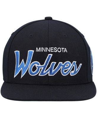 Men's Black Minnesota Timberwolves Hardwood Classics Script 2.0 Snapback Hat