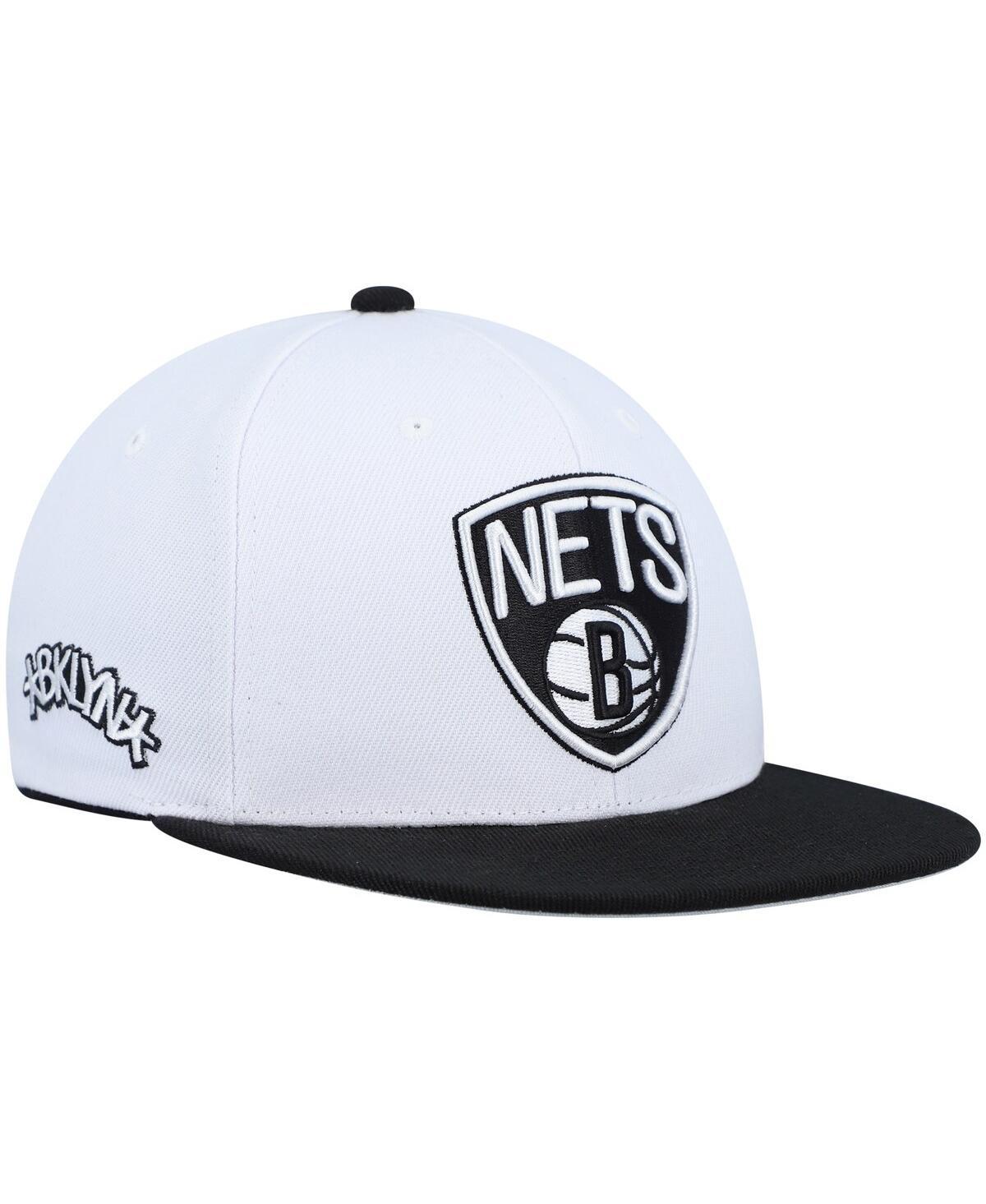 Shop Mitchell & Ness Men's  White Brooklyn Nets Core Side Snapback Hat