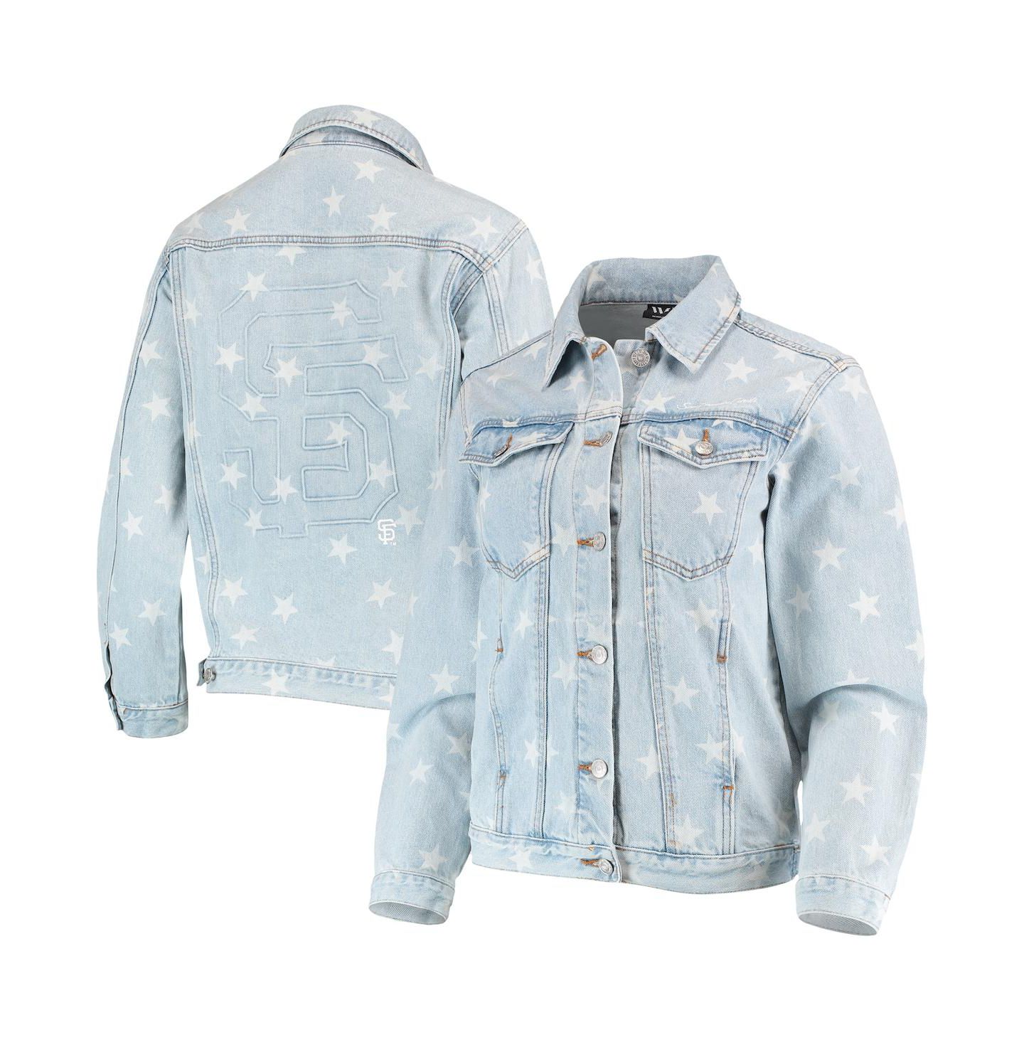 Женская куртка The Wild Collective San Francisco Giants Allover Print Button-Up Denim Jacket — фото 1