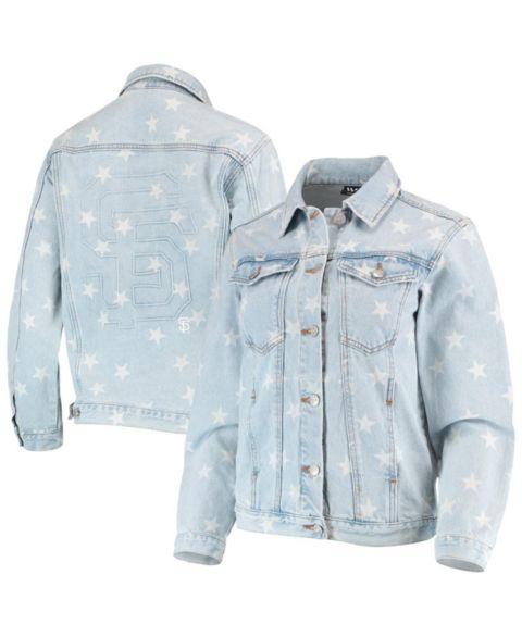 Женские куртки The Wild Collective Women's San Francisco Giants Allover Print Button-Up Denim Jacket