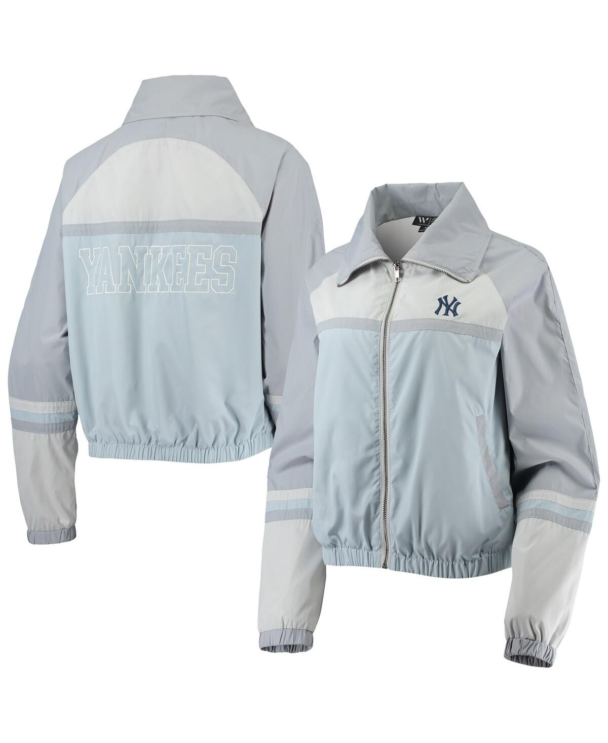 The Wild Collective Navy New York Yankees Colorblock Track Raglan Full-zip Jacket In Navy