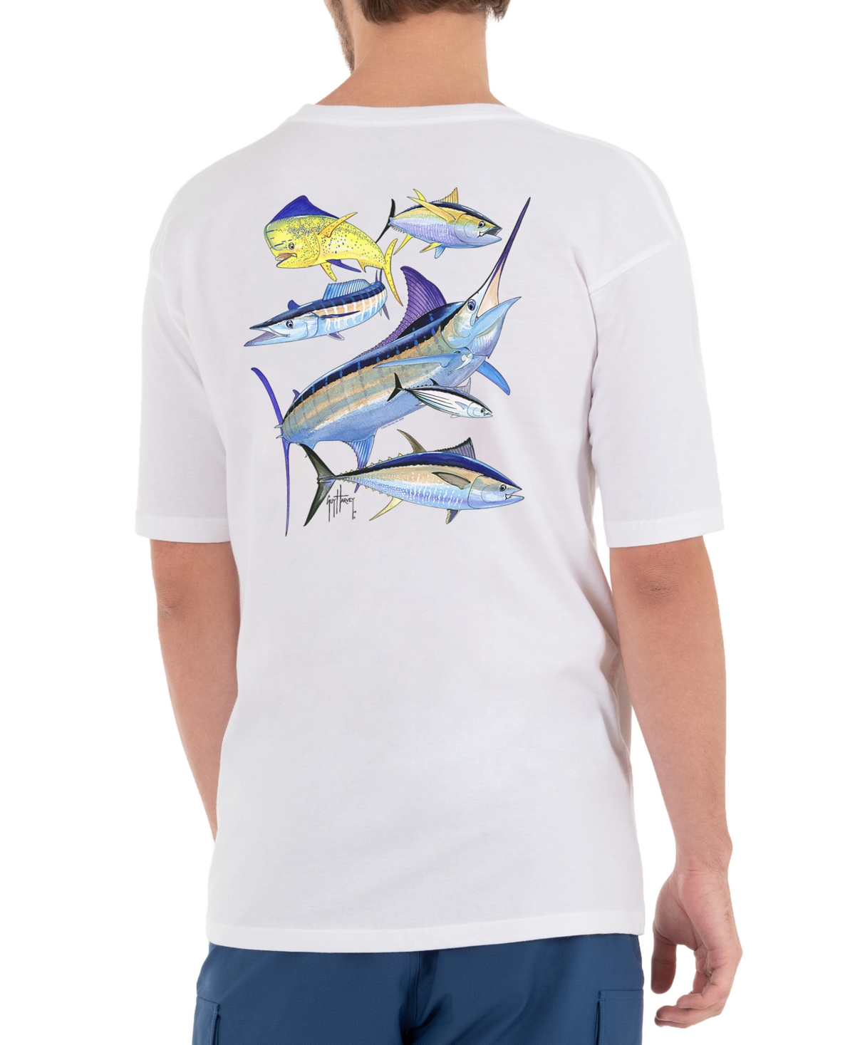Guy Harvey Men's Graphic-print T-shirt In Bright White