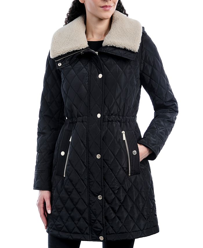 Michael Kors Women's Hooded Faux-Fur-Trim Quilted Coat, Created for ...