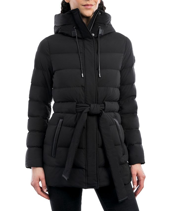 Michael Kors Women's Belted Hooded Down Puffer Coat & Reviews - Coats &  Jackets - Women - Macy's