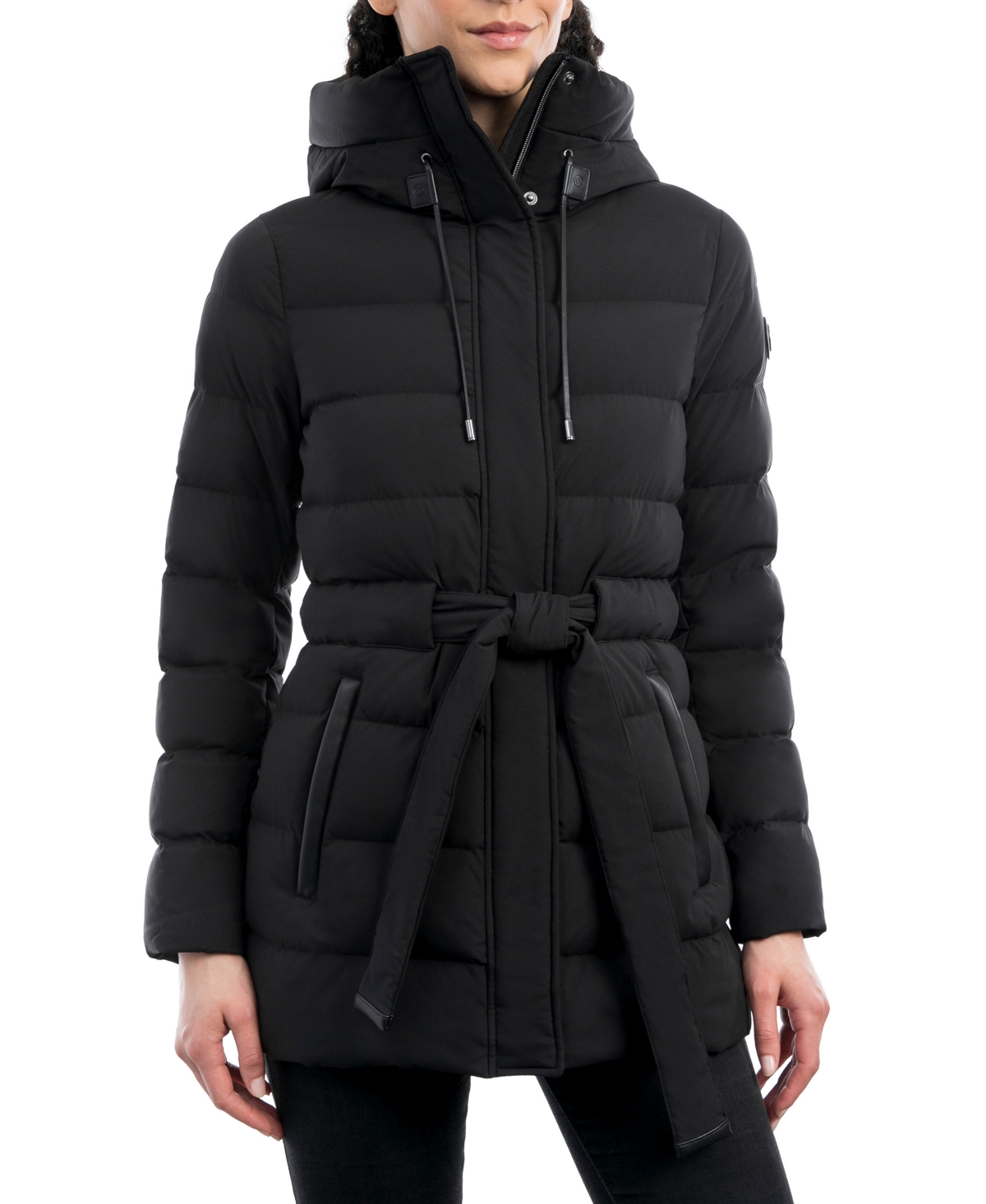 Michael Kors Michael  Women's Belted Packable Puffer Coat In Black