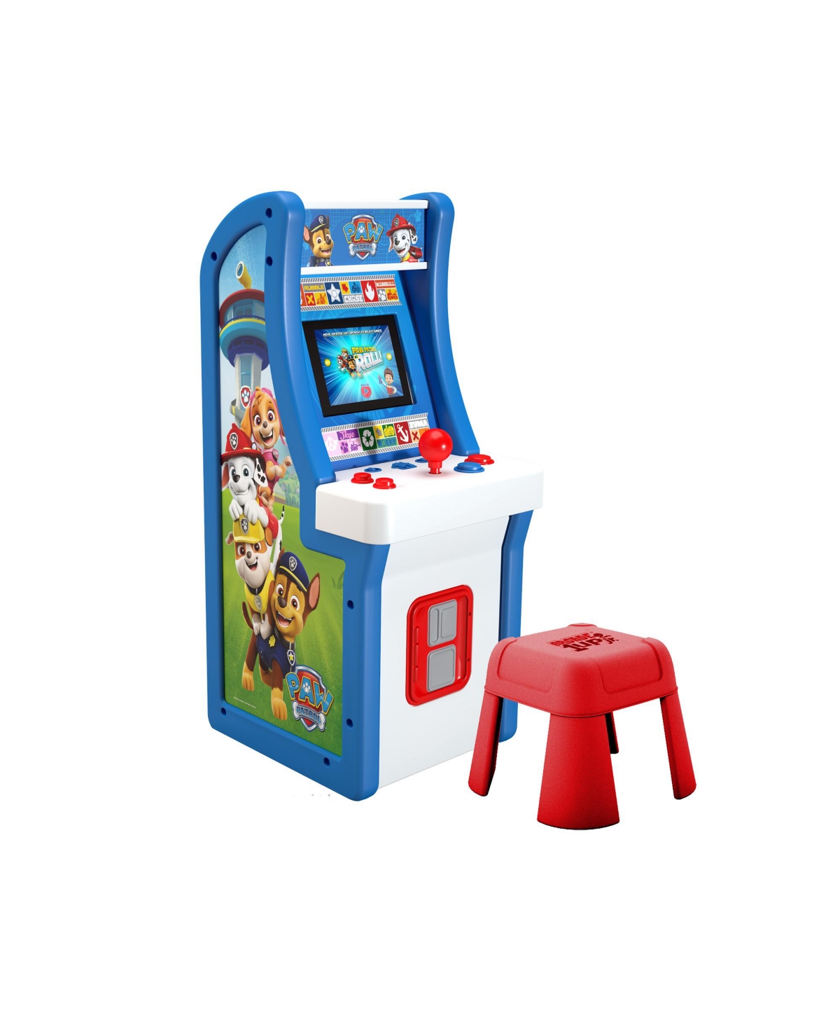 Arcade 1 Up Paw Patrol Jr. Arcade, 4-Player Game, with Stool