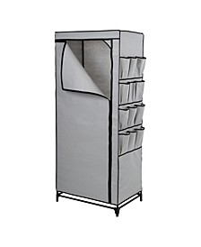 Wide Portable Wardrobe Closet with Cover and Side Pockets, 27"