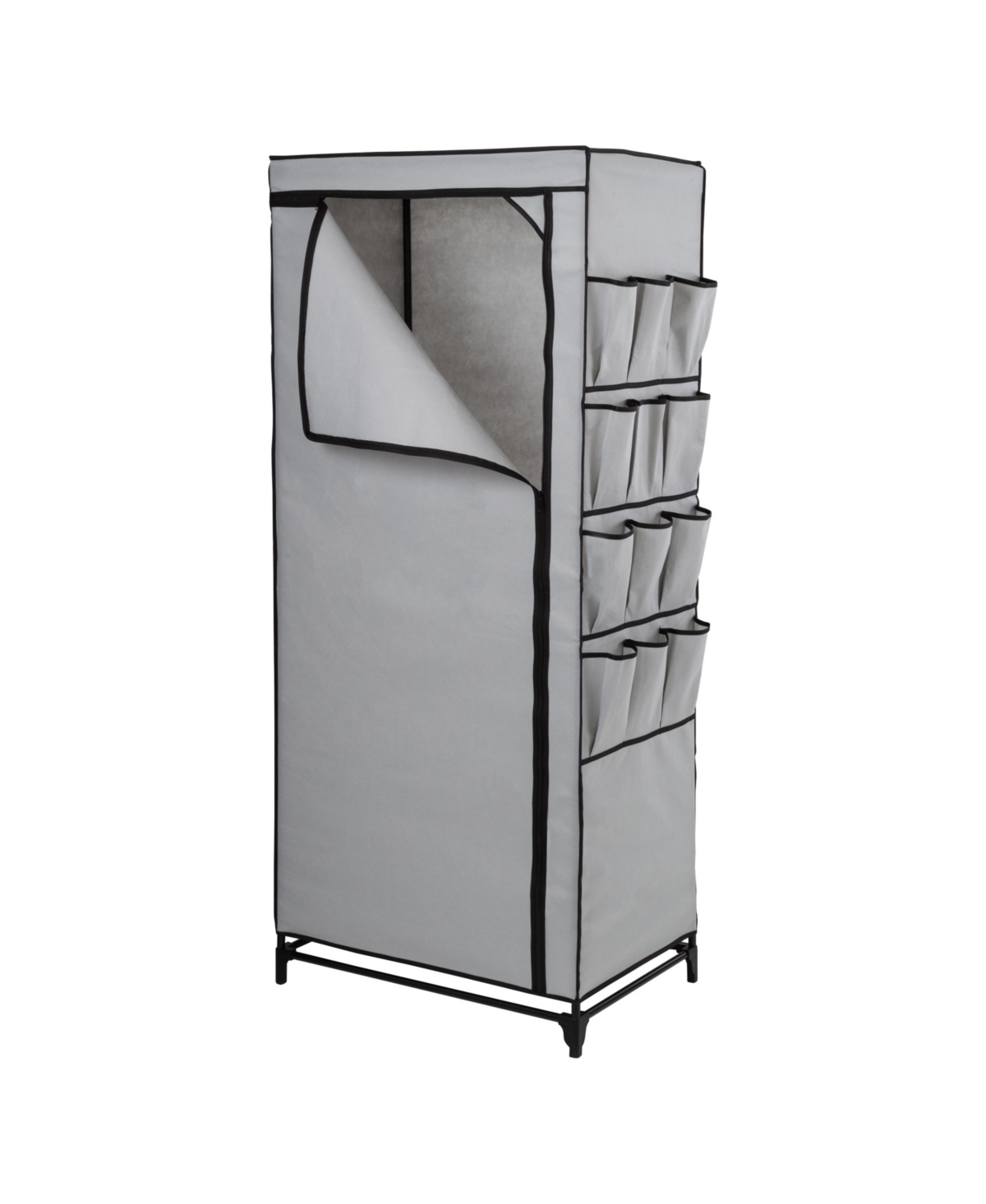 Honey Can Do Wide Portable Wardrobe Closet With Cover And Side Pockets, 27" In Gray