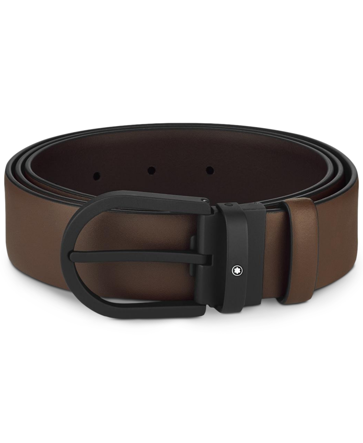 Shop Montblanc Horseshoe Buckle Leather Belt In Brown