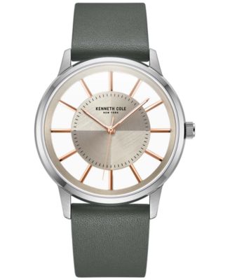 Kenneth Cole - Men's Transparency Gray Leather Strap Watch 42mm