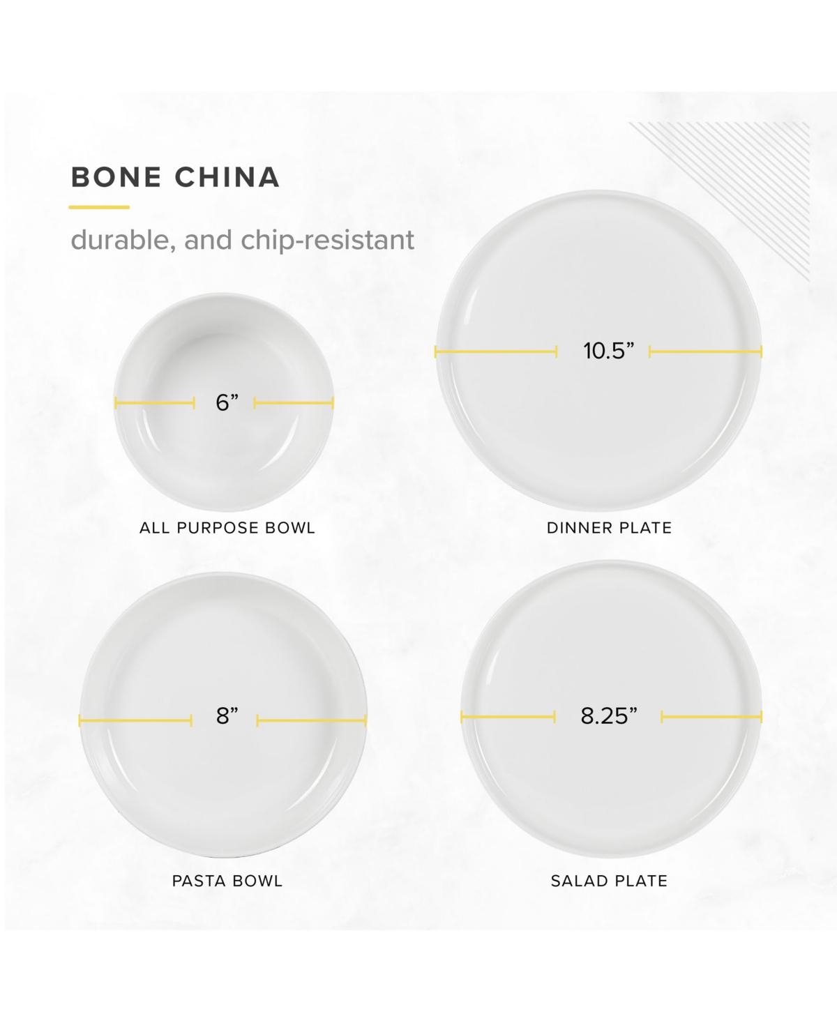 Table 12 Natural White 16-Pc Dinnerware Set, Service for 4