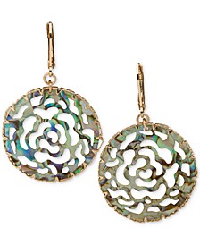 Gold-Tone Abalone Cutout Flower Drop Earrings