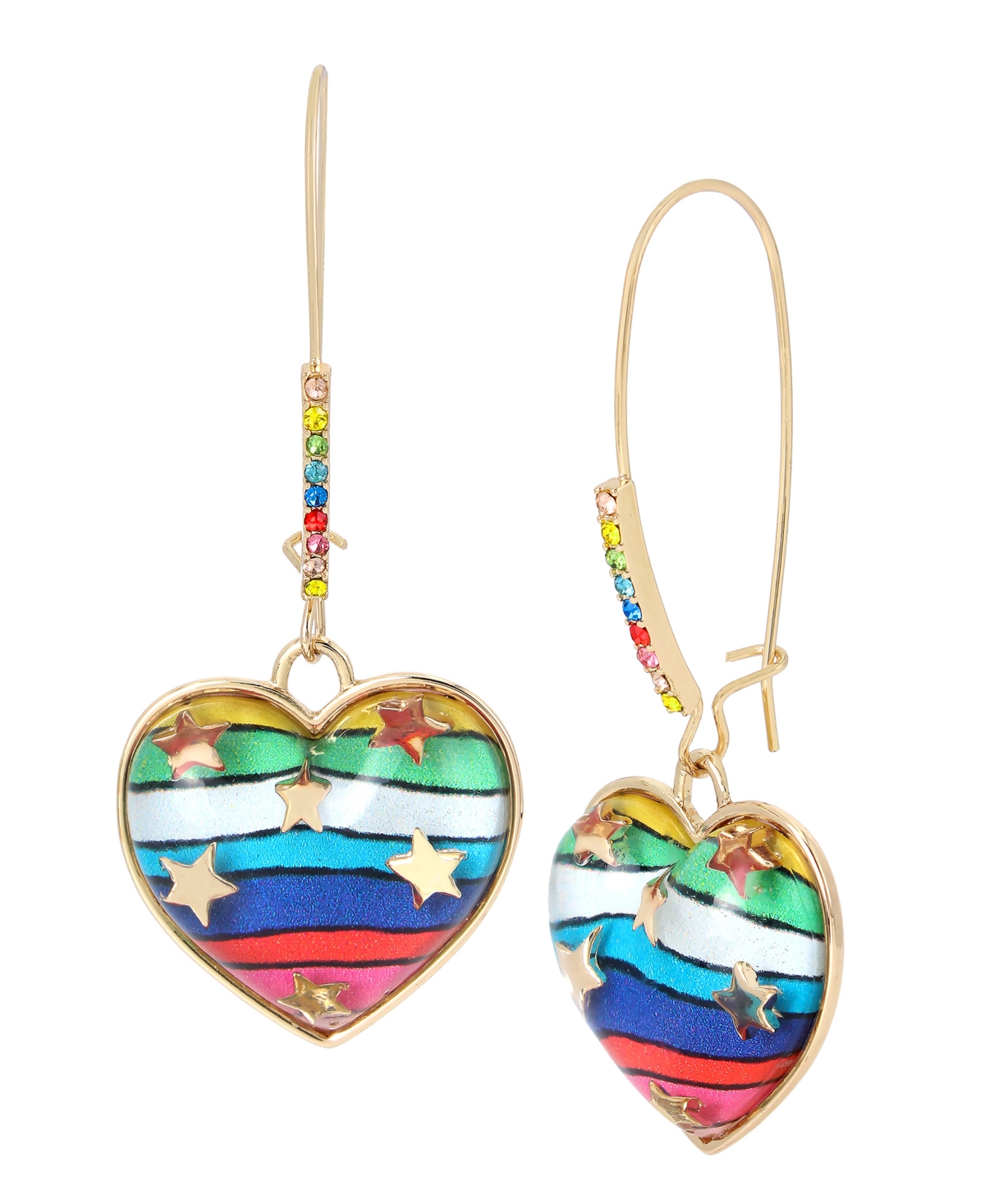 Rainbow hearts dangle earrings