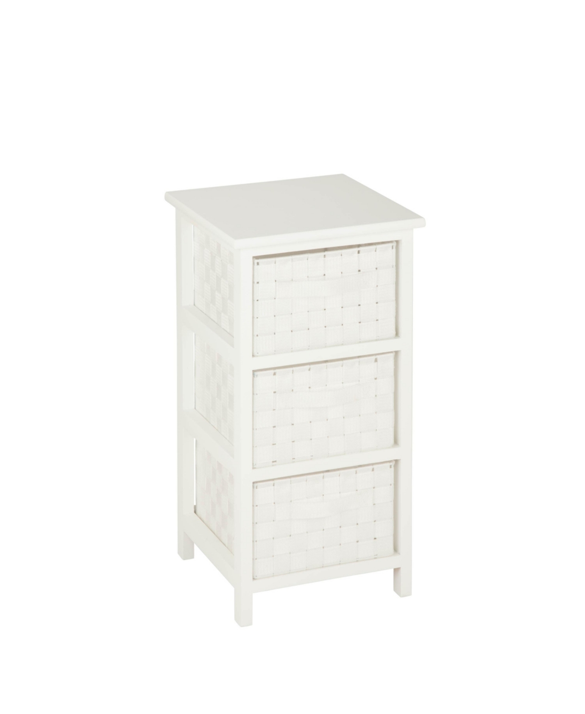 Honey Can Do Wooden Frame Woven Fabric Small Storage Cabinet Drawers In White