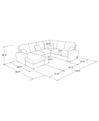 Mae Sectional Sofa with Power and USB Ports