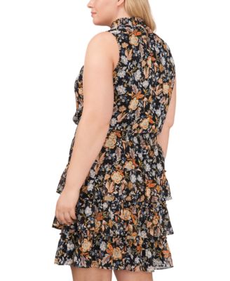 MSK Plus Size Mock Neck Tiered Dress