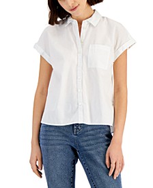 Petite Cotton Camp Shirt, Created for Macy's