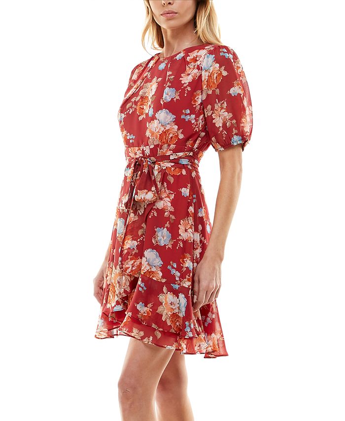 B Darlin Juniors' PleatedNeck PuffSleeve Dress Macy's