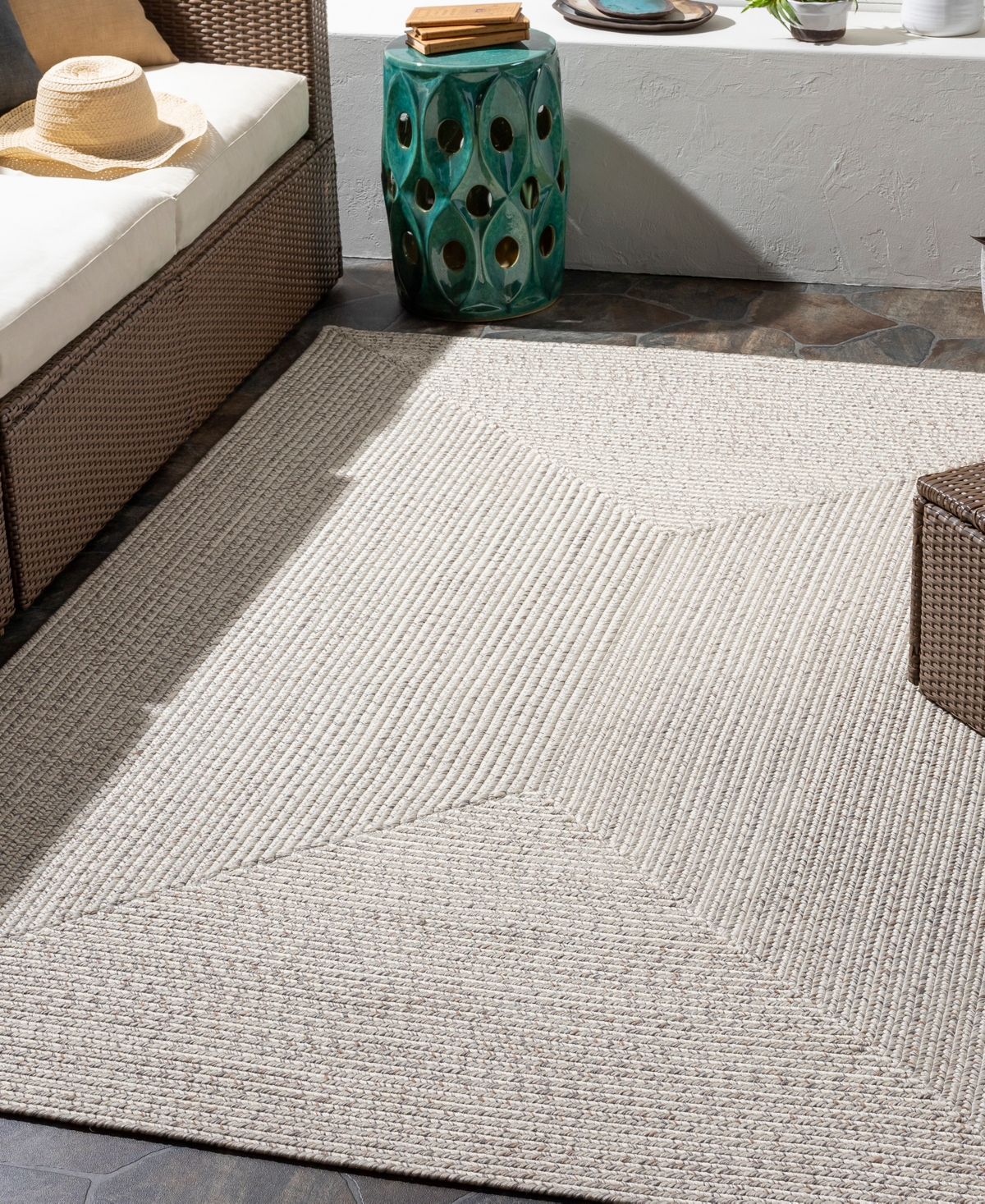 Surya Chesapeake Bay Cpk2303 7'6" X 9'6" Outdoor Area Rug In Cream,gray