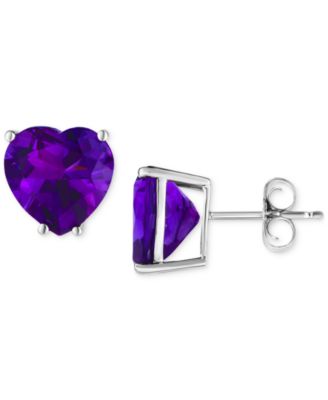 Macy's - Amethyst Heart Stud Earrings (4 ct. t.w.) in 14k White Gold