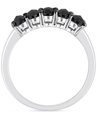 Black Diamond Oval Anniversary Ring (1-1/4 ct. t.w.) in 10k White Gold