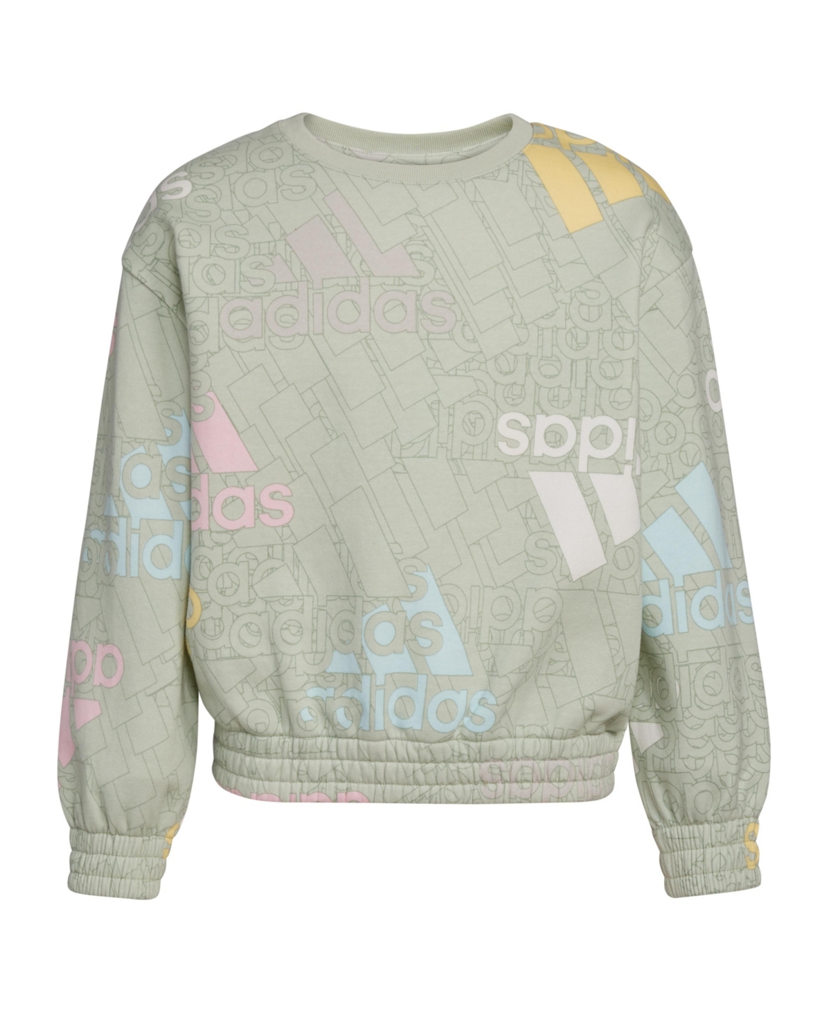 adidas Big Girls Long Sleeves All Over Print Crew Pullover