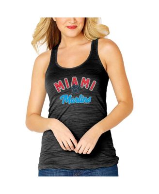 Women's Black Miami Marlins Multi-Count Tri-Blend Tank Top