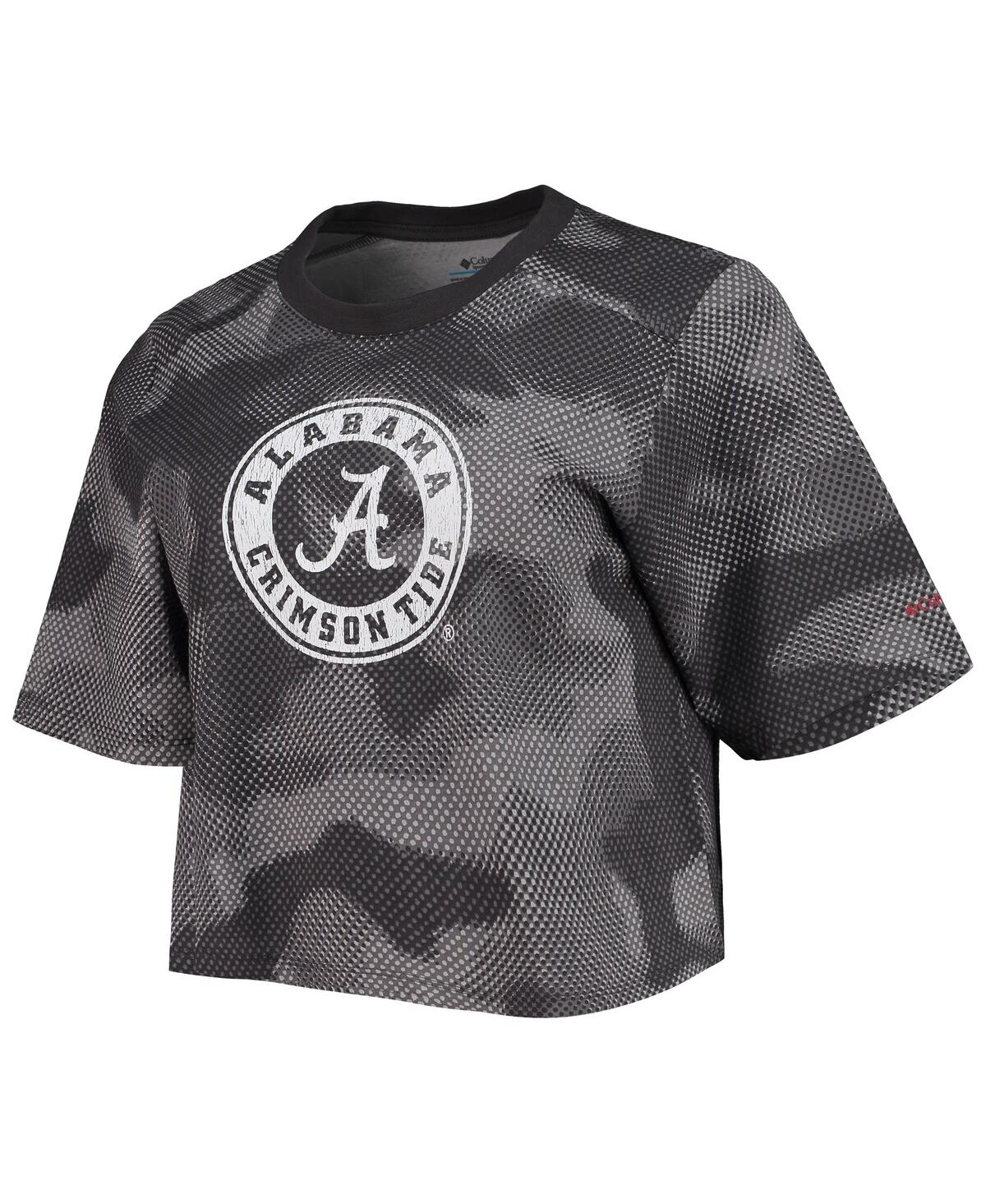 Shop Columbia Women's  Gray And Black Alabama Crimson Tide Park Camo Boxy T-shirt In Gray,black