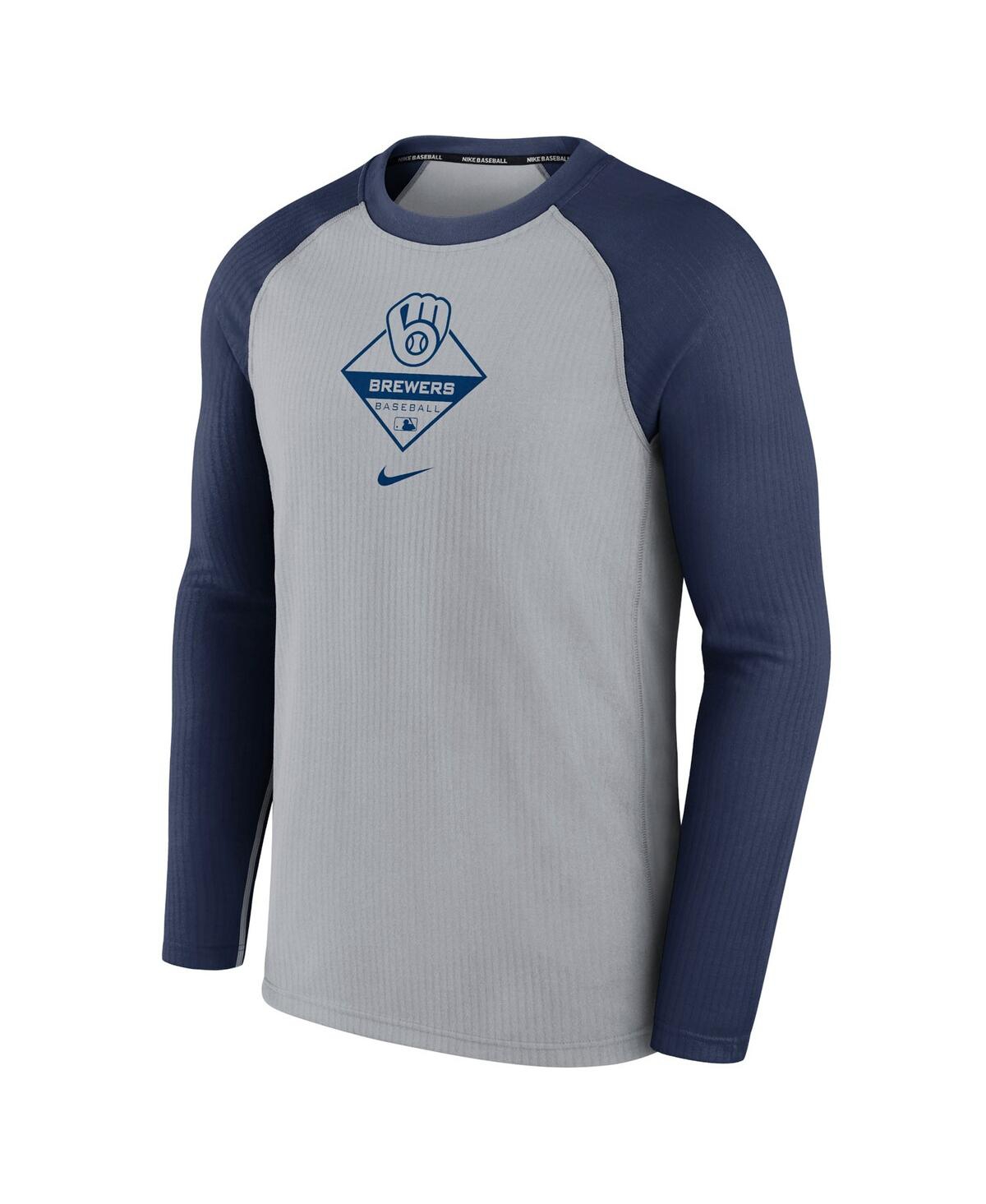 Men's Nike Navy Milwaukee Brewers Game Authentic Collection Performance Raglan Long Sleeve T-shirt - Navy