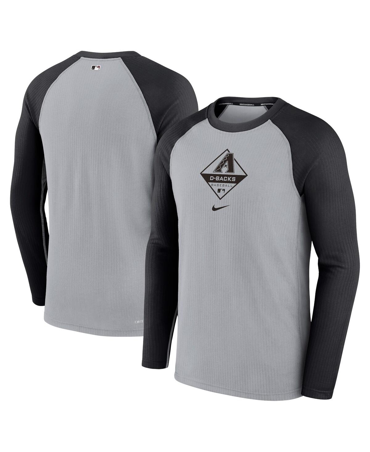 Men's Nike Gray, Black Arizona Diamondbacks Game Authentic Collection Performance Raglan Long Sleeve T-shirt