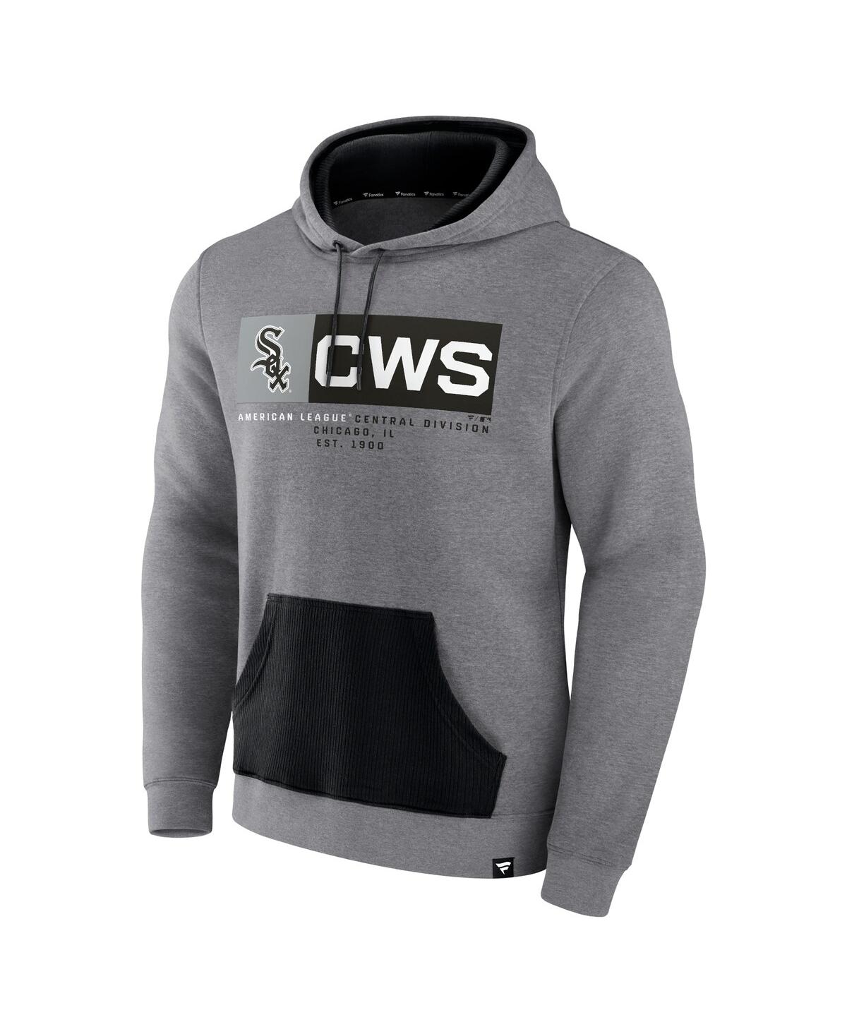 Shop Fanatics Men's  Heathered Gray, Black Chicago White Sox Iconic Steppin Up Fleece Pullover Hoodie In Heathered Gray,black